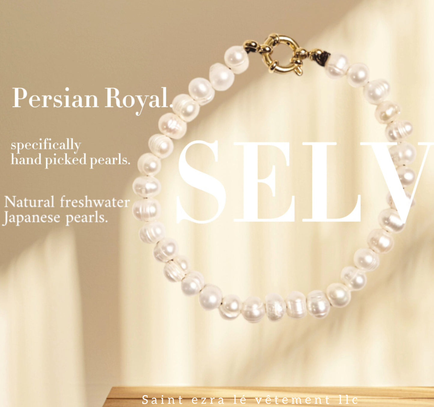 Persian Royal. Freshwater Japanese pearl bracelet,with circle gold clasp.